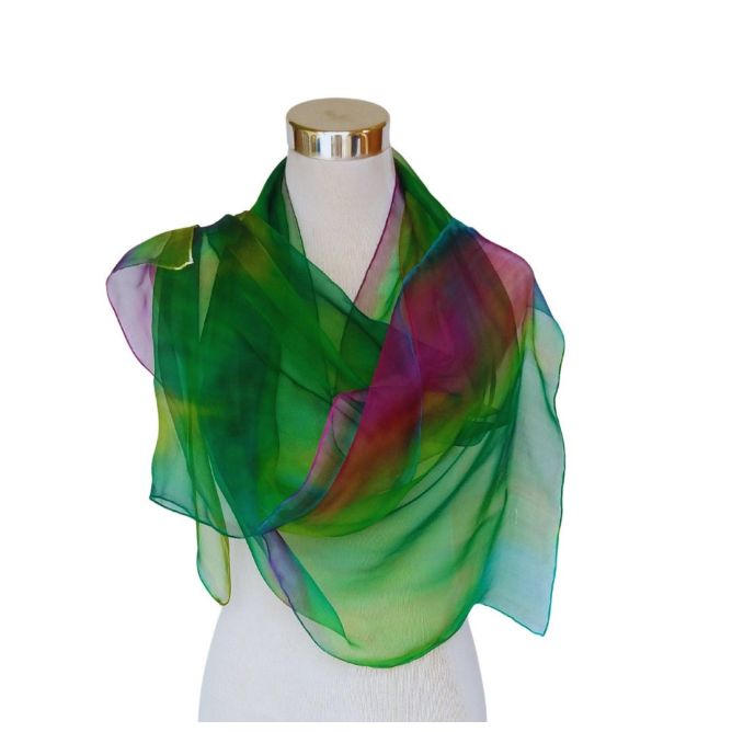 Bufanda de seda de gasa multicolor versátil: chal largo perfecto para mujeres