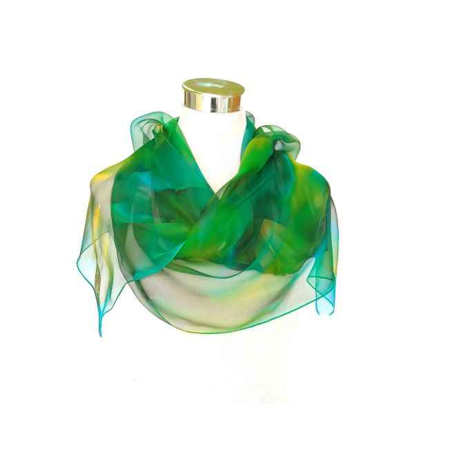 Bufanda de seda larga verde ligera personalizada para mujer: accesorio personalizable único