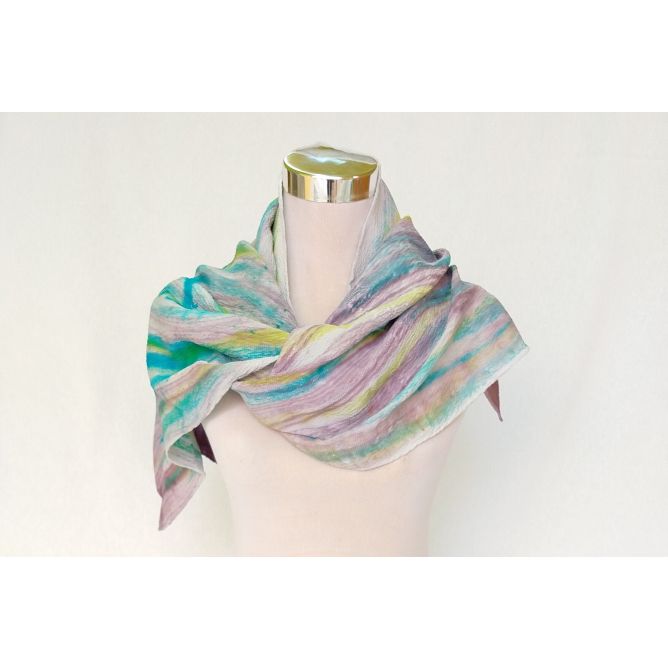 Bufanda de seda pintada a mano, chal abstracto multicolor largo para esposa, bufanda de moda, envoltura de alta calidad, 18x72 pulgadas