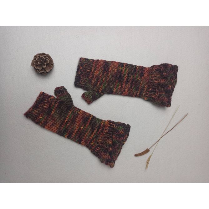 Mitones largos acabados en trenza 100% lana merino de España