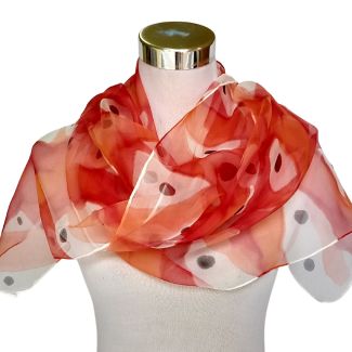 Bufanda de gasa de lujo de seda natural en rojo, negro y blanco: versátil para mujeres