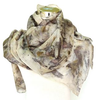 El sueño de los amantes de la botánica: bufanda de seda floral hecha a mano con hojas naturales