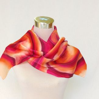 Bufanda de seda satinada roja de lujo para mujeres de negocios: diseño abstracto para estilo y elegancia - 12 x 52 pulgadas