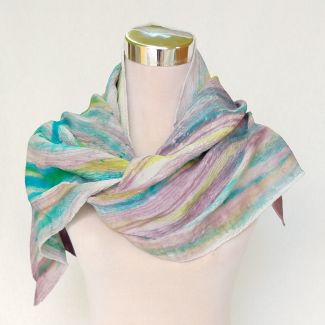 Bufanda de seda pintada a mano, chal abstracto multicolor largo para esposa, bufanda de moda, envoltura de alta calidad, 18x72 pulgadas