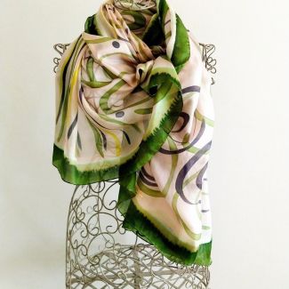 Estola de seda para boda en tonos verde y negro llamativos: chal de gran tamaño para un look nupcial llamativo