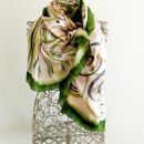 Estola de seda para boda en tonos verde y negro llamativos: chal de gran tamaño para un look nupcial llamativo