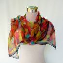 Bufanda de seda colorida pintada a mano, chal de gasa multicolor liviano para mujeres elegantes, regalo de cumpleaños para la mejor amiga