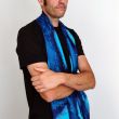 Bufanda de Seda Azul Pintada a Mano para Hombre - Calidad Premium y Elegancia Natural