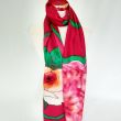 Bufanda de seda con flores para bodas: flores rojas artísticas, declaración de moda de lujo, 18 x 72 pulgadas 6