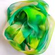 Bufanda verde pintada a mano, chal de gasa para bodas de verano, diseño abstracto, bufanda de seda para eventos formales, envoltura de alta calidad, bufanda elegante 4