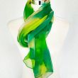 Bufanda verde pintada a mano, chal de gasa para bodas de verano, diseño abstracto, bufanda de seda para eventos formales, envoltura de alta calidad, bufanda elegante 5