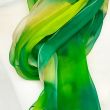 Bufanda verde pintada a mano, chal de gasa para bodas de verano, diseño abstracto, bufanda de seda para eventos formales, envoltura de alta calidad, bufanda elegante 9