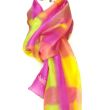 Bufanda de seda colorida con estampados en amarillo y fucsia: arte elegante para llevar puesto - 18 x 72 pulgadas 7
