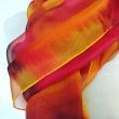 Bufanda de seda de gasa larga y vibrante: diseño abstracto ligero en rojo y amarillo 7