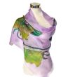Chal de seda para boda con diseño de rosas verdes / Hermoso pañuelo largo de gasa con estampado floral violeta 2