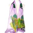 Chal de seda para boda con diseño de rosas verdes / Hermoso pañuelo largo de gasa con estampado floral violeta 5