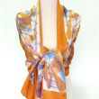 Bufanda de satén de seda natural de alta calidad de color naranja oscuro y morado pintada a mano, bufanda de seda grande para mujer, bufanda de seda artística para usar, 36 x 72 pulgadas 3