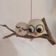 Pareja de búhos  de la suerte Adorno de fieltro Decoración con lana hecho a mano