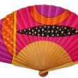 Abanico de seda geométrico llamativo / Abanico plegable rosa y naranja pintado a mano / Abanico español artístico único / Regalo de lujo 6